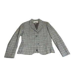 Vtg Young Pendleton Youth Size 13/14 100% Virgin Wool Brown Plaid Blazer